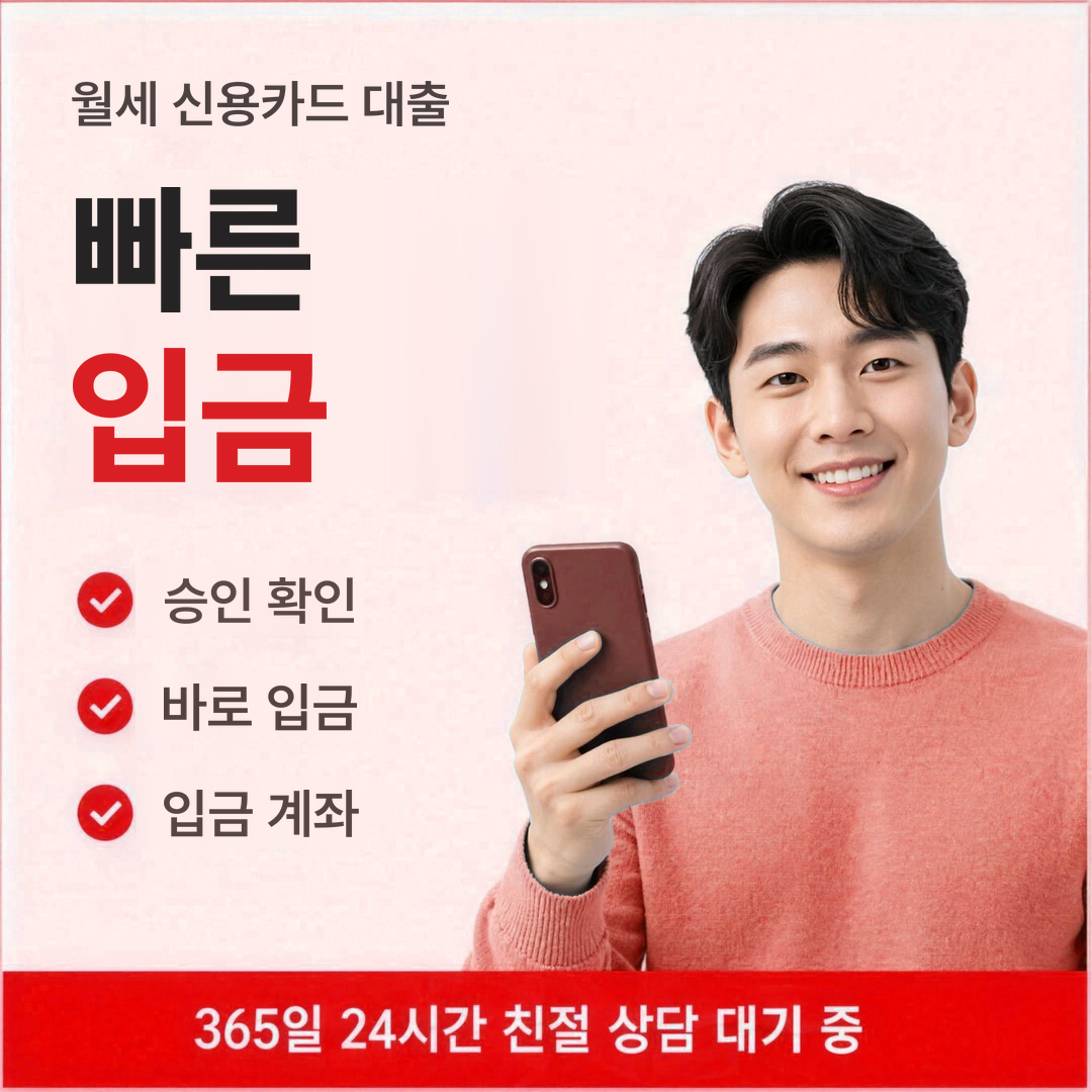 다음머니 월세 신용카드 대출 빠른 입금 안내